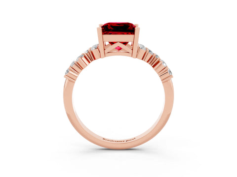 Rose gold Princess Cut Diamond Cluster Pavé Band with Four-Prong Setting_15
