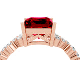 Rose gold Princess Cut Diamond Cluster Pavé Band with Four-Prong Setting_16