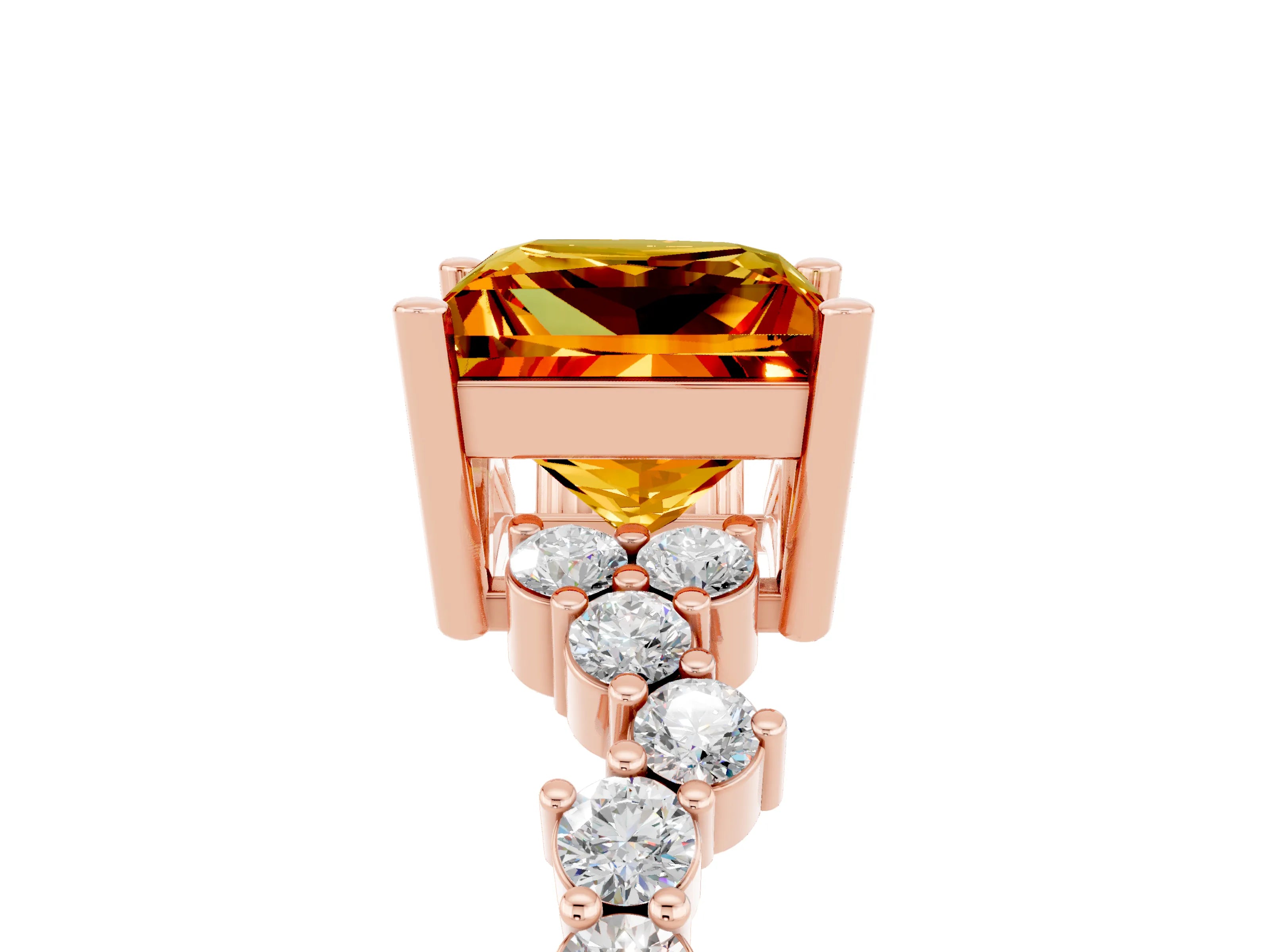 Rose gold Princess Cut Diamond Cluster Pavé Band with Four-Prong Setting_16