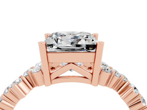 Rose gold Princess Cut Diamond Cluster Pavé Band with Four-Prong Setting_16