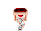 Rose gold Princess Cut Diamond Cluster Pavé Band with Four-Prong Setting_17