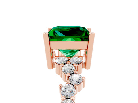 Rose gold Princess Cut Diamond Cluster Pavé Band with Four-Prong Setting_17