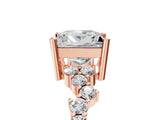 Rose gold Princess Cut Diamond Cluster Pavé Band with Four-Prong Setting_17