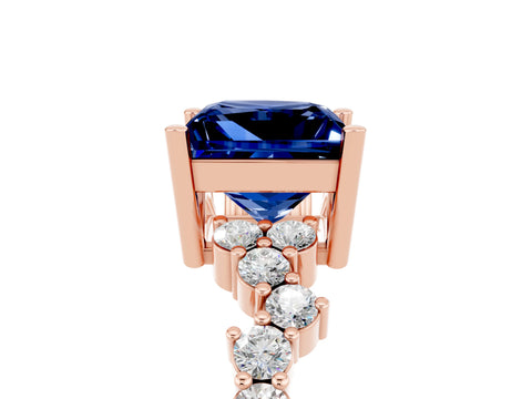 Rose gold Princess Cut Diamond Cluster Pavé Band with Four-Prong Setting_17