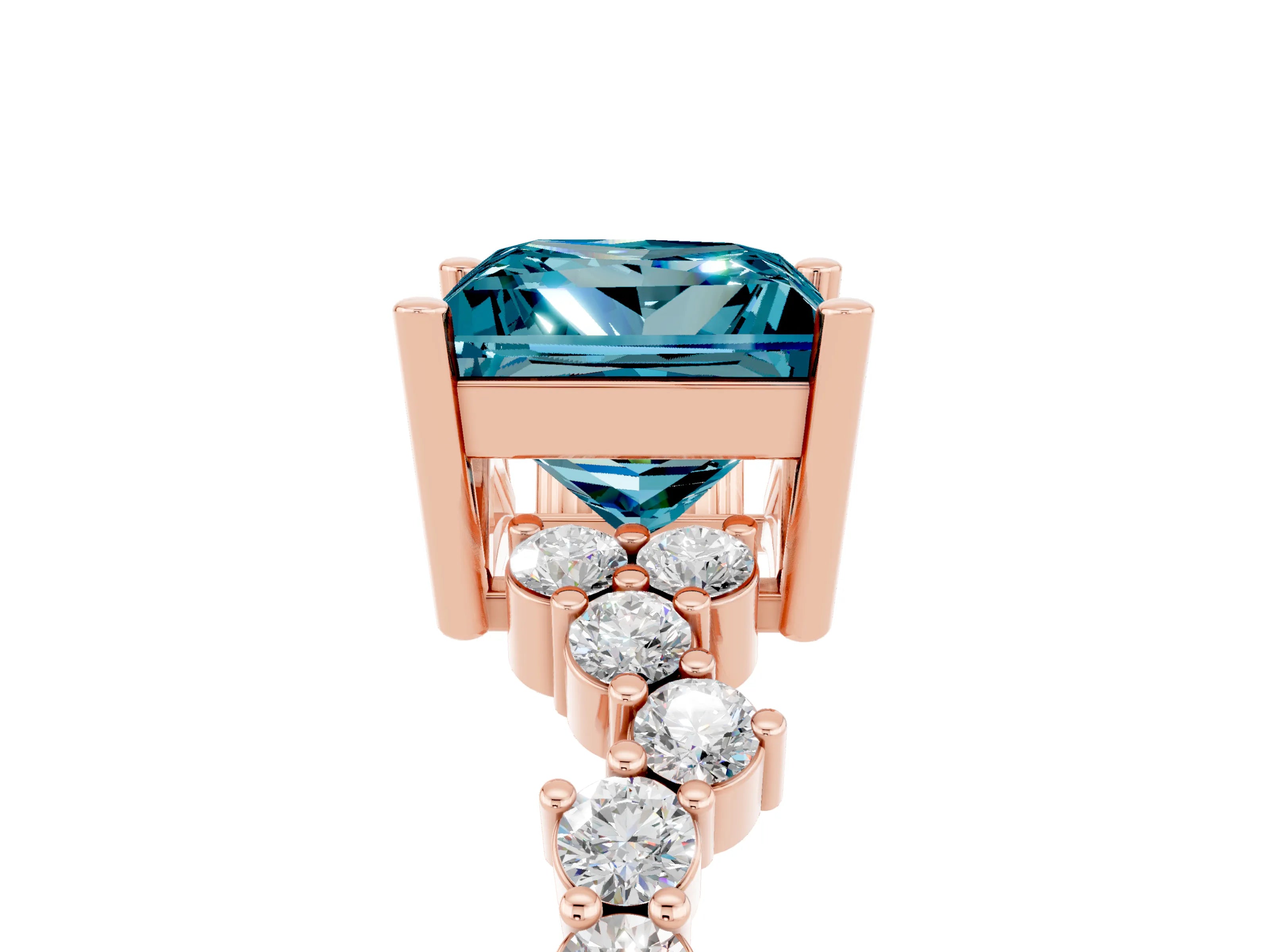 Rose gold Princess Cut Diamond Cluster Pavé Band with Four-Prong Setting_17
