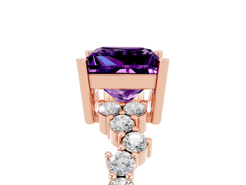 Rose gold Princess Cut Diamond Cluster Pavé Band with Four-Prong Setting_17