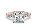 Rose gold Princess Cut Diamond Cluster Pavé Band with Four-Prong Setting_24