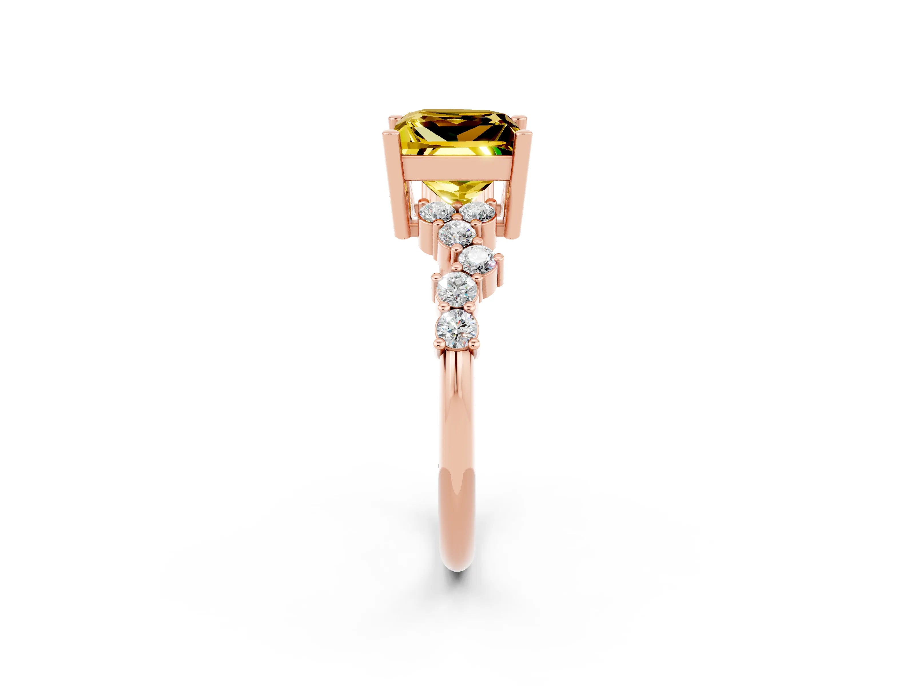 Rose gold Princess Cut Diamond Cluster Pavé Band with Four-Prong Setting_25