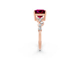 Rose gold Princess Cut Diamond Cluster Pavé Band with Four-Prong Setting_25