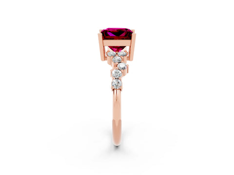 Rose gold Princess Cut Diamond Cluster Pavé Band with Four-Prong Setting_25