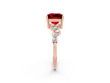 Rose gold Princess Cut Diamond Cluster Pavé Band with Four-Prong Setting_26