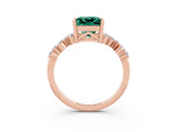 Rose gold Princess Cut Diamond Cluster Pavé Band with Four-Prong Setting_26