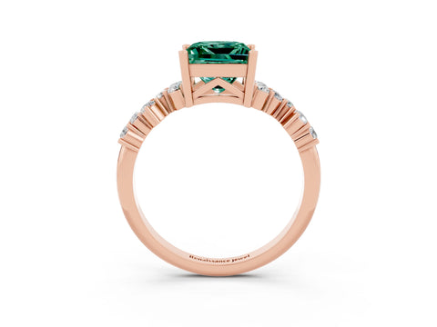 Rose gold Princess Cut Diamond Cluster Pavé Band with Four-Prong Setting_26