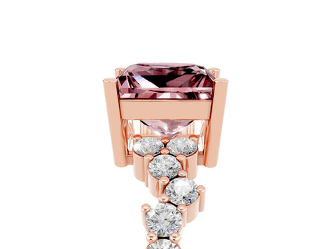 Rose gold Princess Cut Diamond Cluster Pavé Band with Four-Prong Setting_26