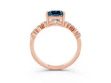 Rose gold Princess Cut Diamond Cluster Pavé Band with Four-Prong Setting_26