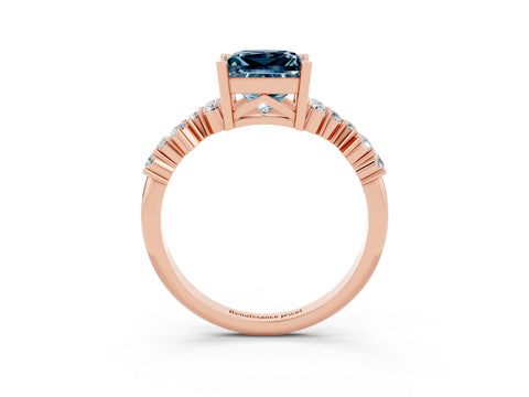 Rose gold Princess Cut Diamond Cluster Pavé Band with Four-Prong Setting_26