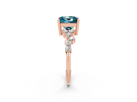 Rose gold Princess Cut Diamond Cluster Pavé Band with Four-Prong Setting_26