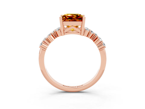 Rose gold Princess Cut Diamond Cluster Pavé Band with Four-Prong Setting_26