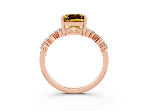 Rose gold Princess Cut Diamond Cluster Pavé Band with Four-Prong Setting_26