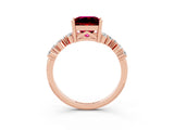 Rose gold Princess Cut Diamond Cluster Pavé Band with Four-Prong Setting_26