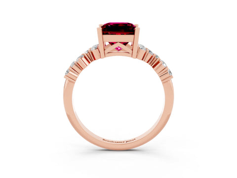 Rose gold Princess Cut Diamond Cluster Pavé Band with Four-Prong Setting_26