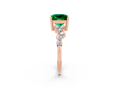 Rose gold Princess Cut Diamond Cluster Pavé Band with Four-Prong Setting_26