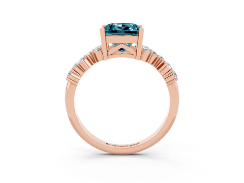 Rose gold Princess Cut Diamond Cluster Pavé Band with Four-Prong Setting_27