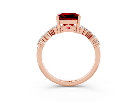 Rose gold Princess Cut Diamond Cluster Pavé Band with Four-Prong Setting_27