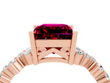 Rose gold Princess Cut Diamond Cluster Pavé Band with Four-Prong Setting_27