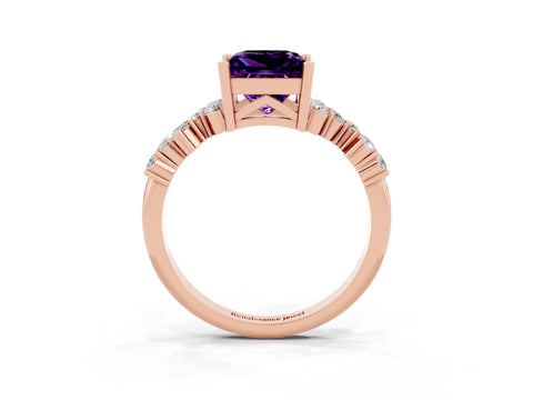 Rose gold Princess Cut Diamond Cluster Pavé Band with Four-Prong Setting_27