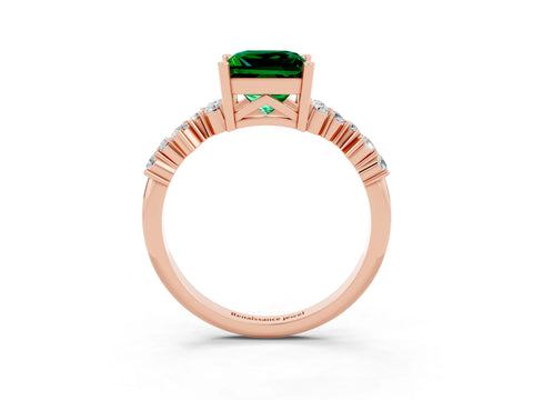 Rose gold Princess Cut Diamond Cluster Pavé Band with Four-Prong Setting_27