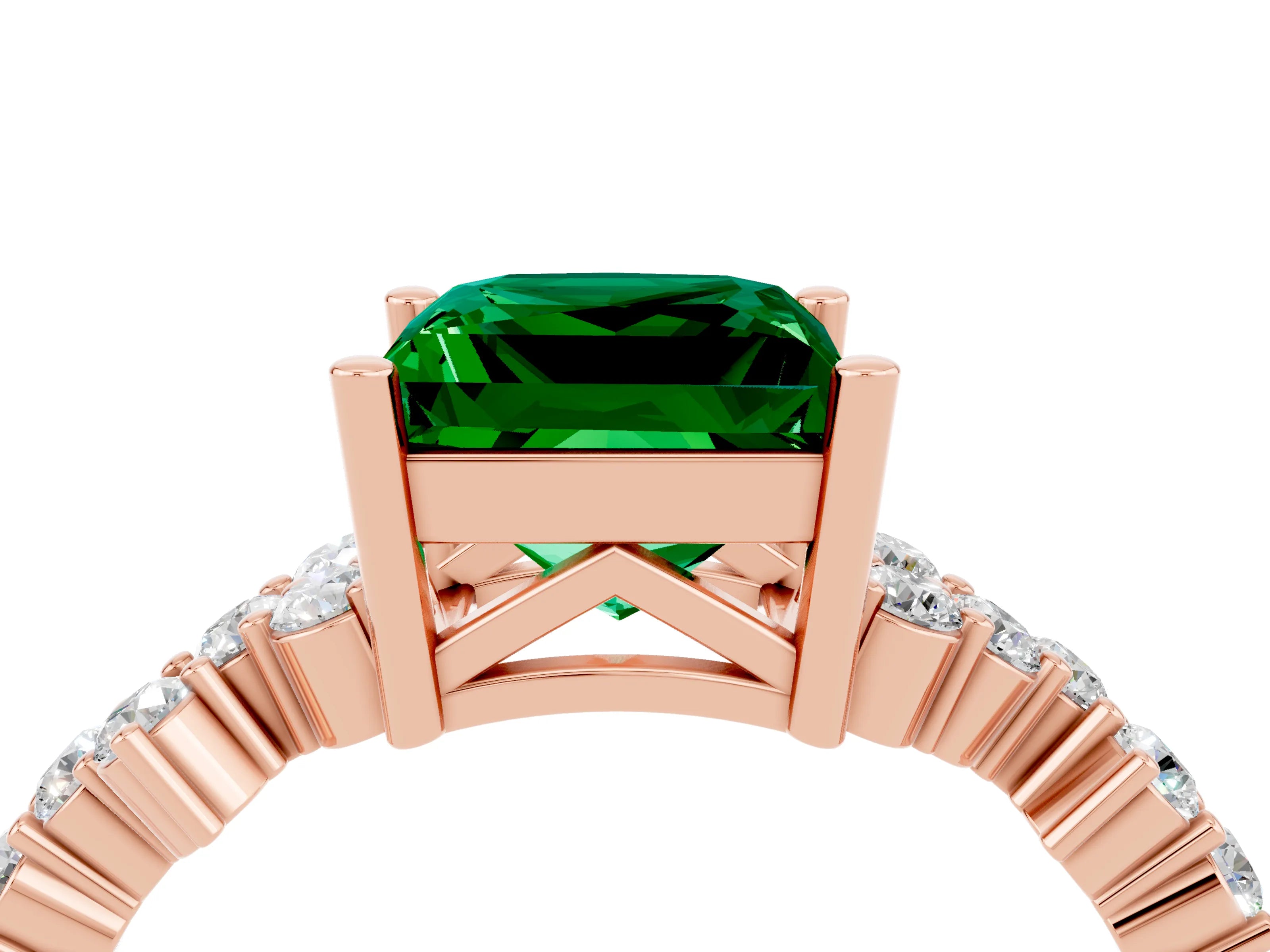 Rose gold Princess Cut Diamond Cluster Pavé Band with Four-Prong Setting_28