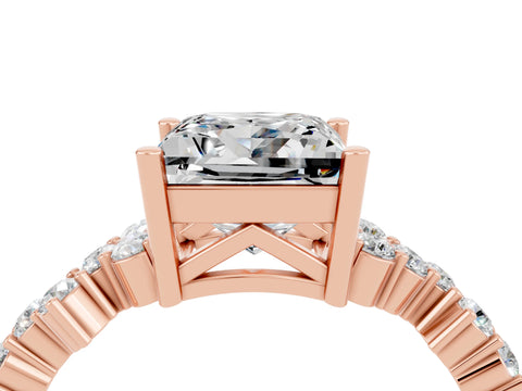 Rose gold Princess Cut Diamond Cluster Pavé Band with Four-Prong Setting_28