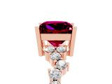 Rose gold Princess Cut Diamond Cluster Pavé Band with Four-Prong Setting_28