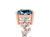 Rose gold Princess Cut Diamond Cluster Pavé Band with Four-Prong Setting_28