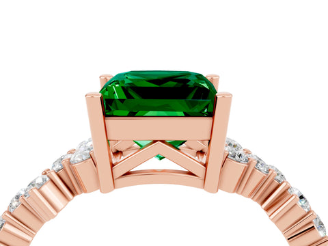 Rose gold Princess Cut Diamond Cluster Pavé Band with Four-Prong Setting_28