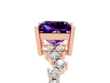 Rose gold Princess Cut Diamond Cluster Pavé Band with Four-Prong Setting_29