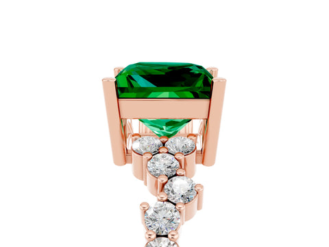 Rose gold Princess Cut Diamond Cluster Pavé Band with Four-Prong Setting_29