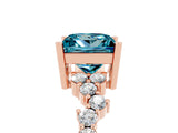 Rose gold Princess Cut Diamond Cluster Pavé Band with Four-Prong Setting_29
