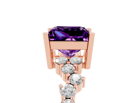 Rose gold Princess Cut Diamond Cluster Pavé Band with Four-Prong Setting_29