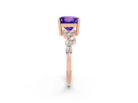 Rose gold Princess Cut Diamond Cluster Pavé Band with Four-Prong Setting_2