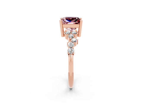 Rose gold Princess Cut Diamond Cluster Pavé Band with Four-Prong Setting_2
