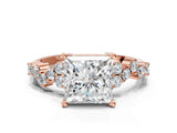 Rose gold Princess Cut Diamond Cluster Pavé Band with Four-Prong Setting_3