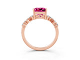 Rose gold Princess Cut Diamond Cluster Pavé Band with Four-Prong Setting_3