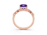 Rose gold Princess Cut Diamond Cluster Pavé Band with Four-Prong Setting_3