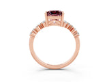 Rose gold Princess Cut Diamond Cluster Pavé Band with Four-Prong Setting_3