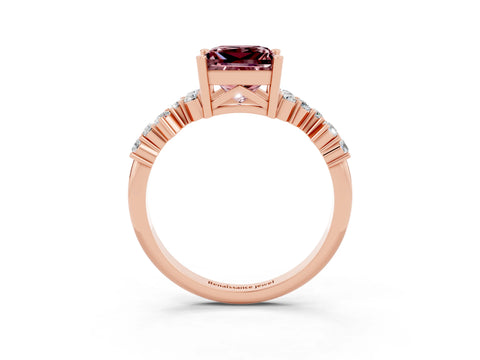Rose gold Princess Cut Diamond Cluster Pavé Band with Four-Prong Setting_3