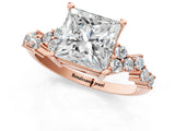 Rose gold Princess Cut Diamond Cluster Pavé Band with Four-Prong Setting_4