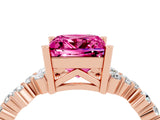 Rose gold Princess Cut Diamond Cluster Pavé Band with Four-Prong Setting_4