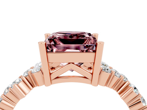 Rose gold Princess Cut Diamond Cluster Pavé Band with Four-Prong Setting_4